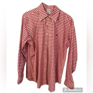 BROOKS Brothers Red Check No Iron Shirt